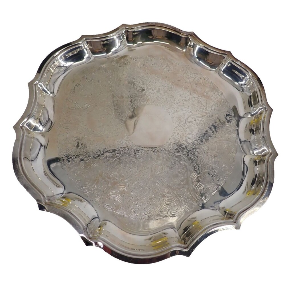 Vintage Chippendale International Silver Co Platter 6371C Waiter Serving Tray